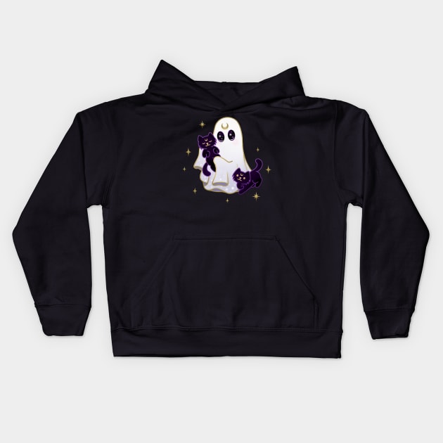 Cancer Cat Ghost Kids Hoodie by moonstruck crystals